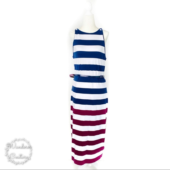Ted Baker London Dresses & Skirts - TED BAKER Striped Belted Yuni Bodycon Midi Dress
